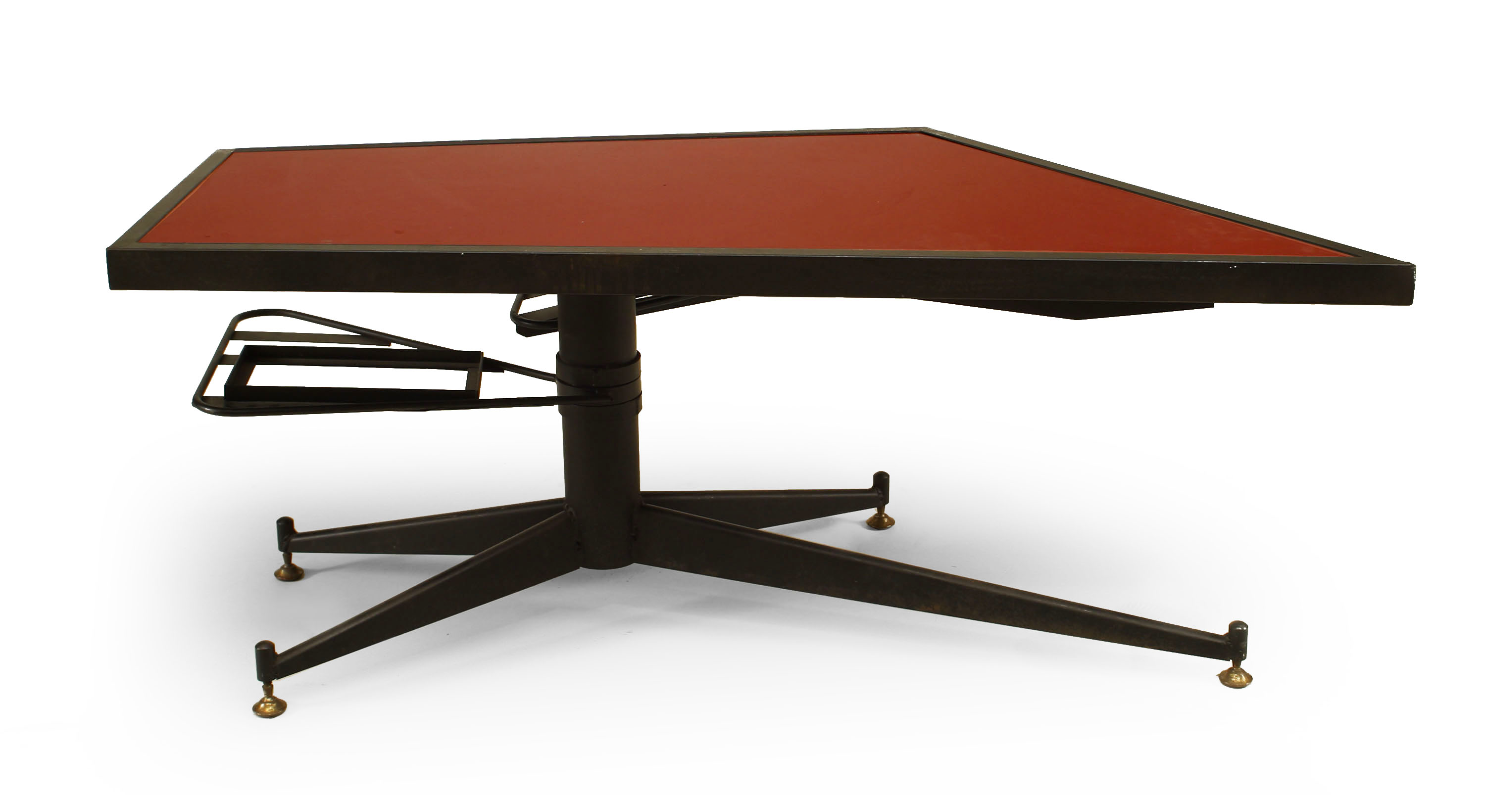 French mid century red glass coffee table