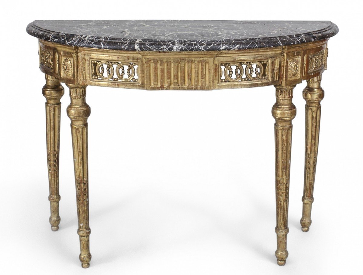Italian neo classic gilt and marble console table