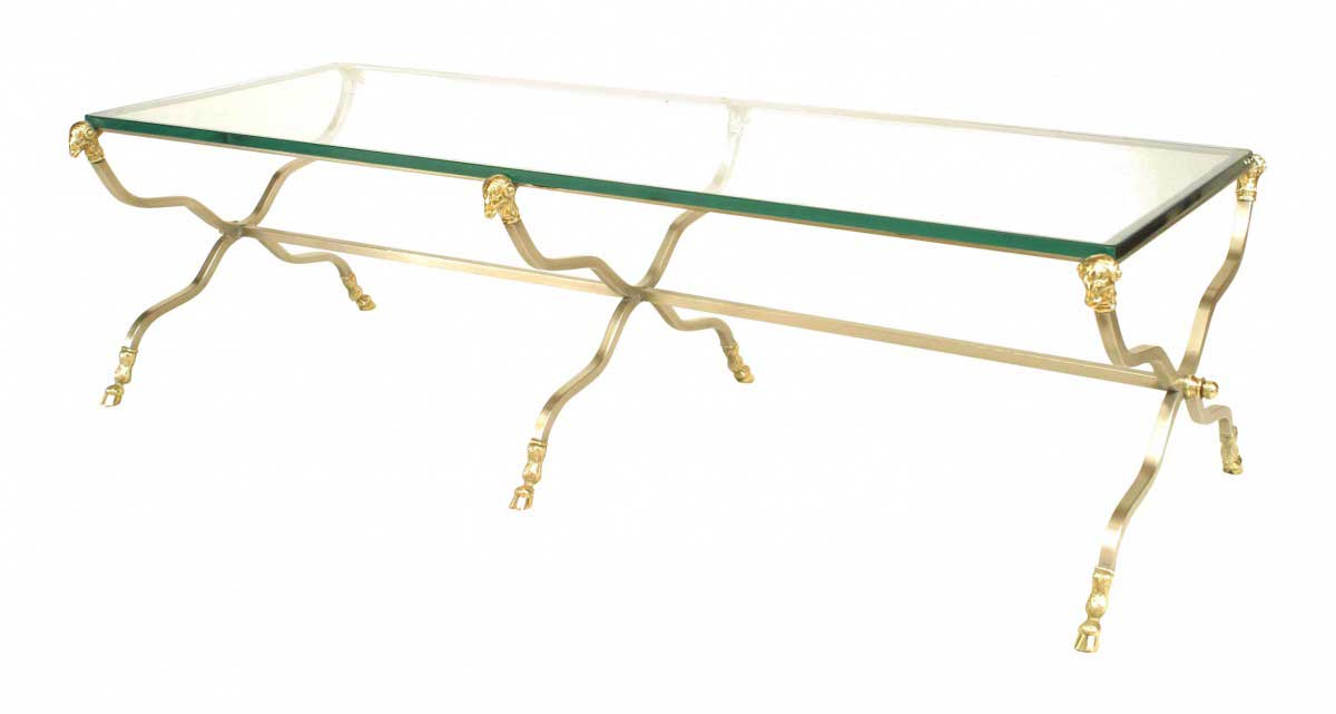 French directoire brass and glass coffee table