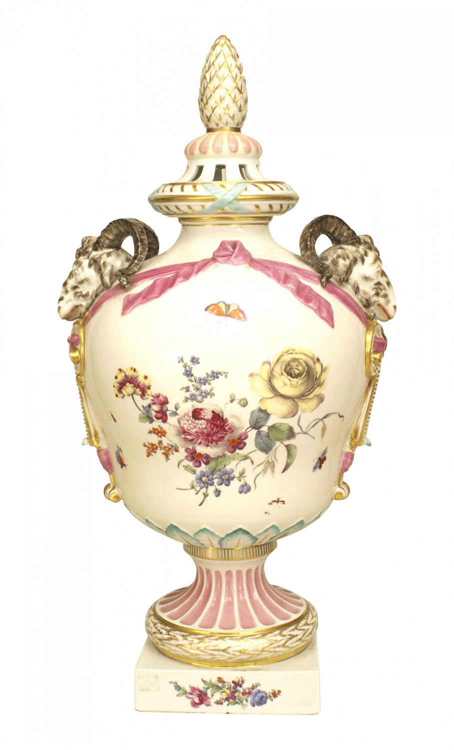 German porcelain floral urn 1