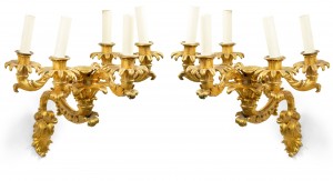 Pair of French Charles X Gilt Bronze Wall Sconces