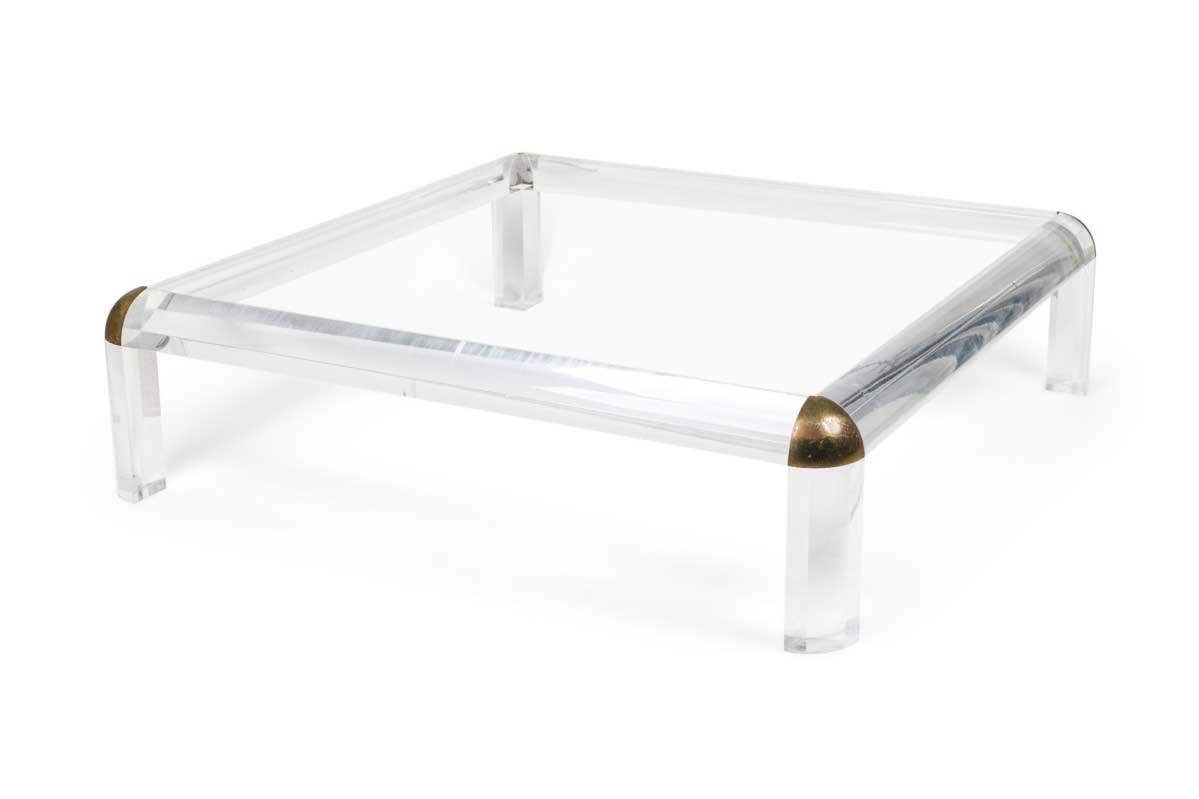 Karl springer american modern lucite and glass large low table