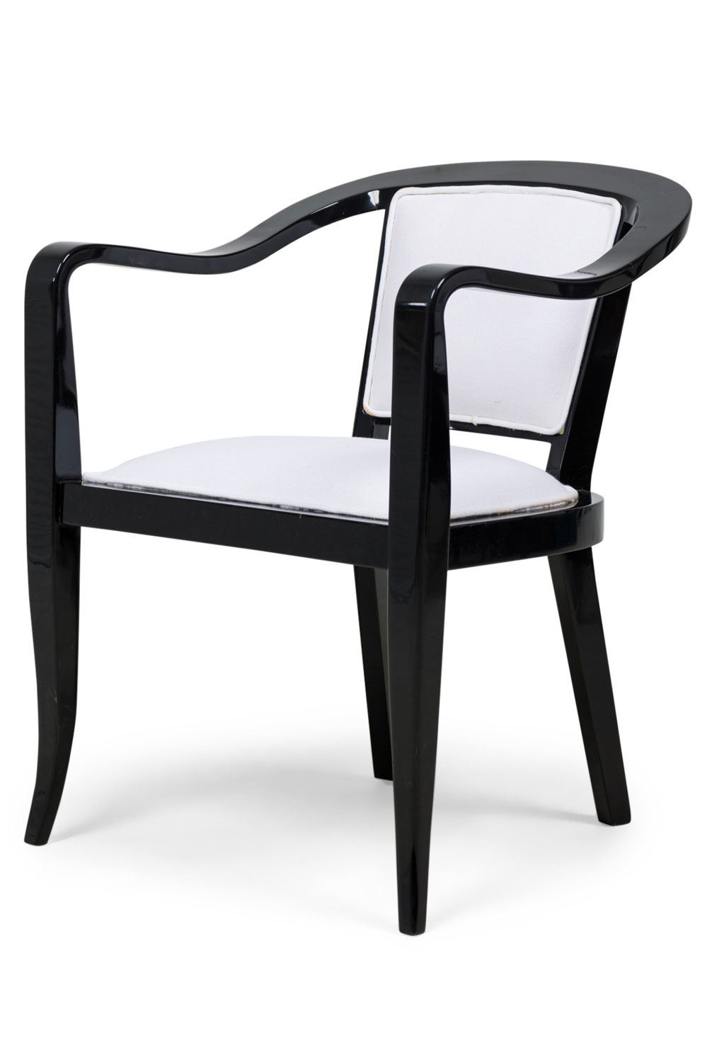 American mid century ed wormley ebonized with white upholstery armchair