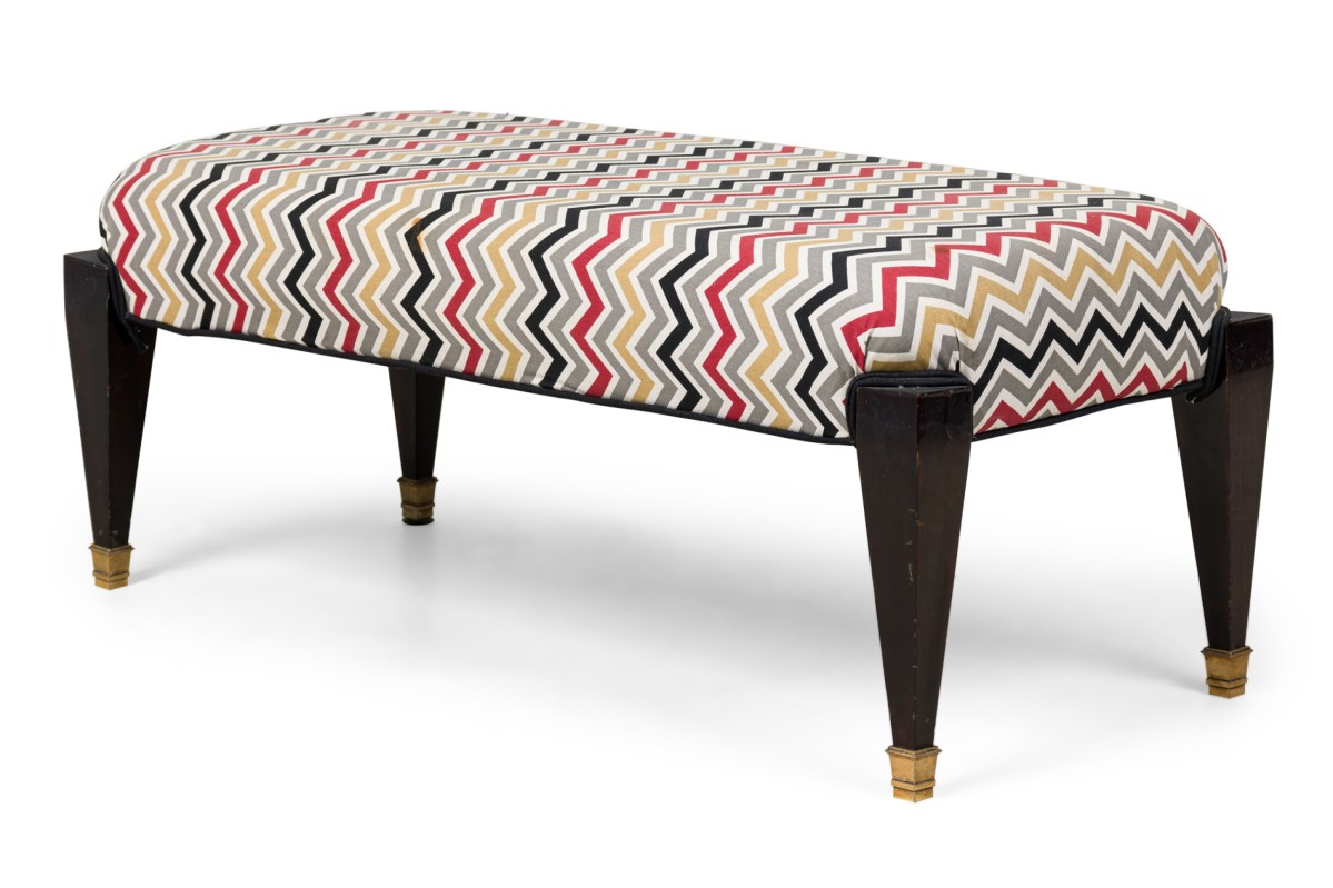 Maison jansen mid century french neoclassic style ebonized and brass bench