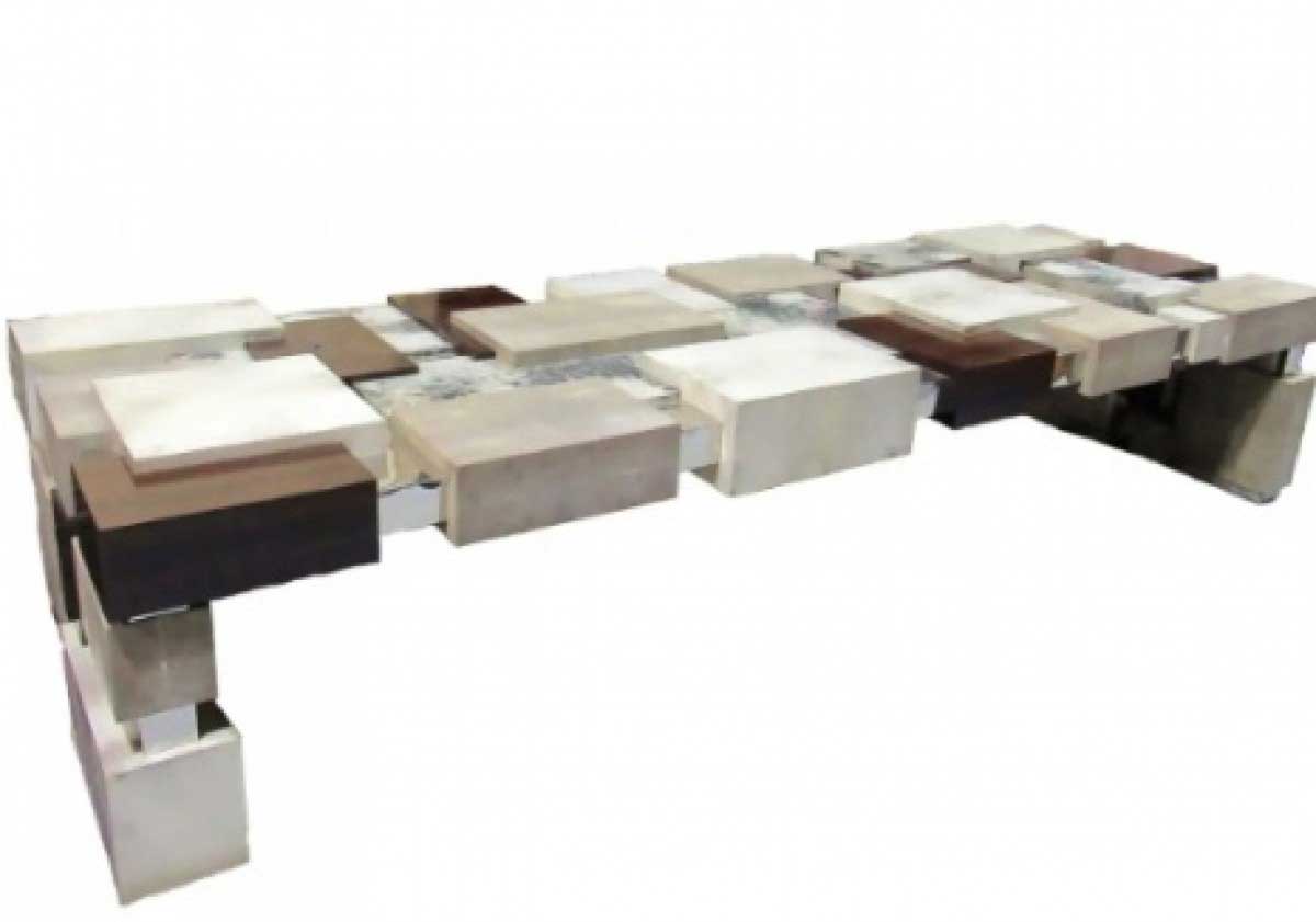 Craft assoc modern american monumental shagreen ebony de macassar parchment and chrome table