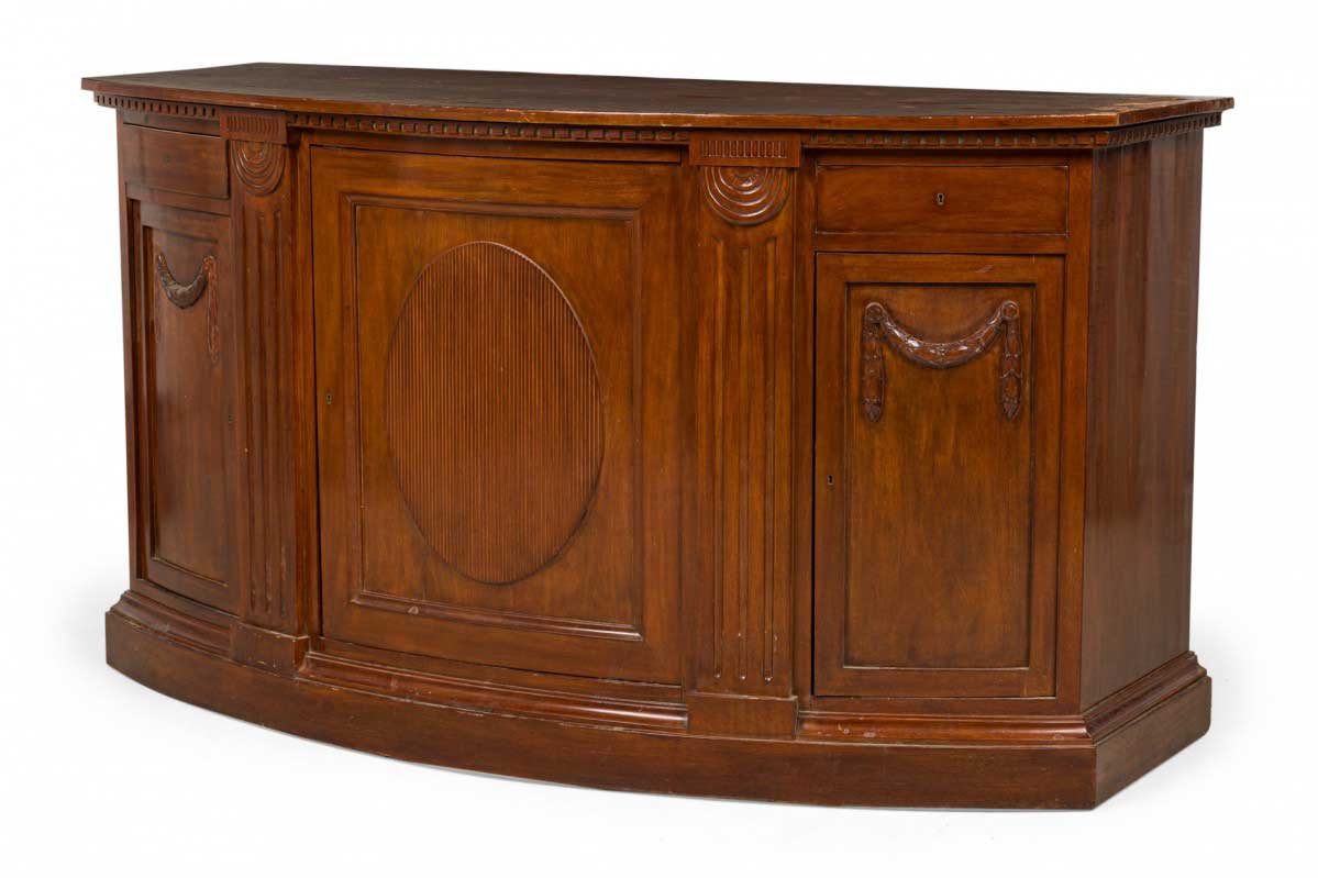 Dutch mahogany veneer decoratively carved credenza sideboard