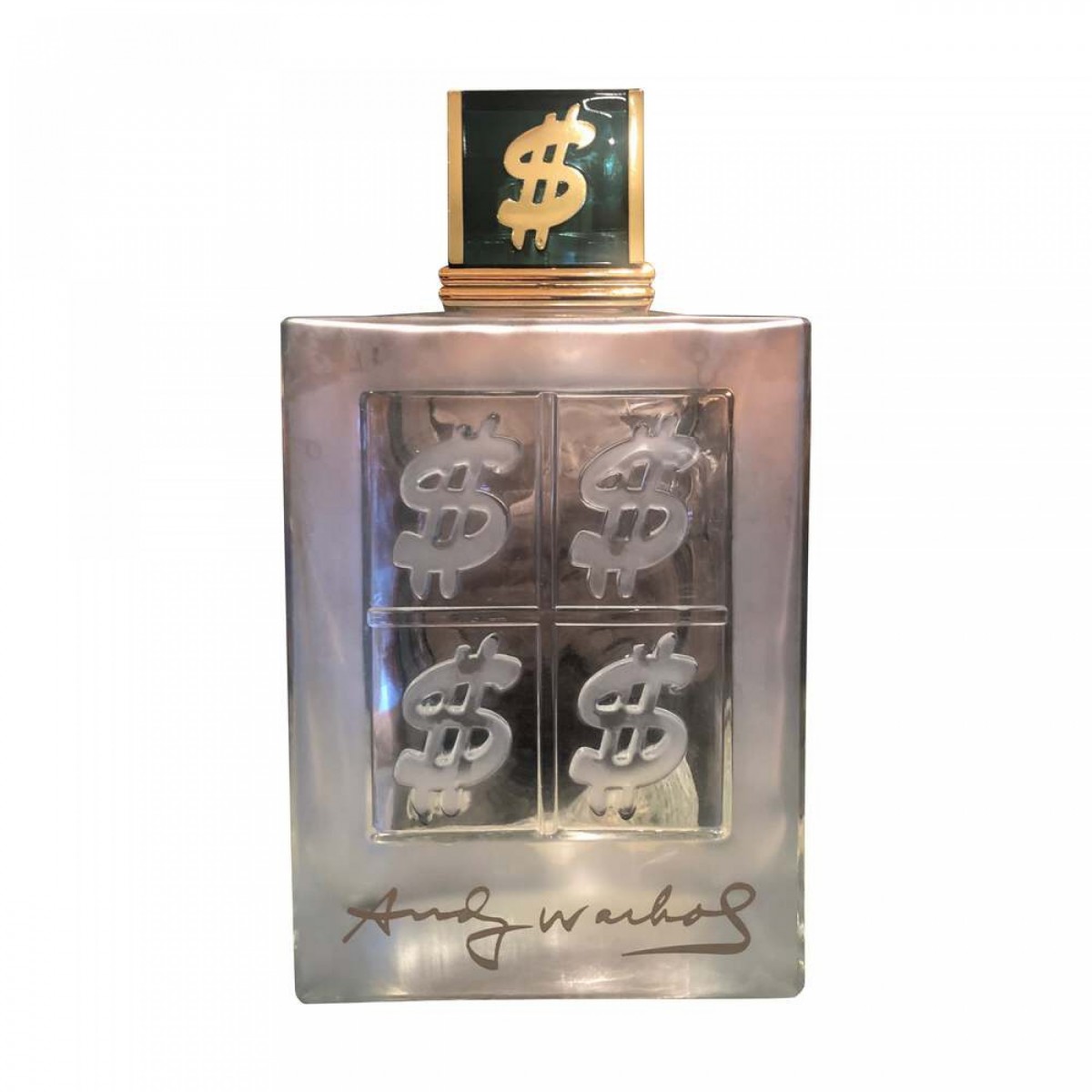 Andy warhol modern oversized dollar sign design glass display bottles