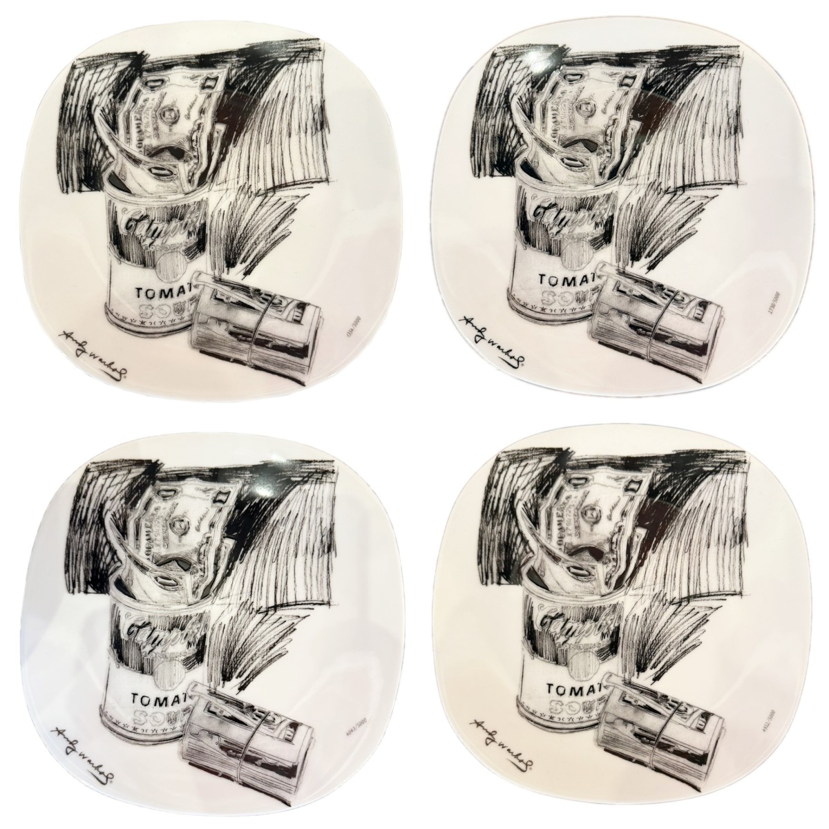 Andy warhol american modern campbells soup and money pattern plates b