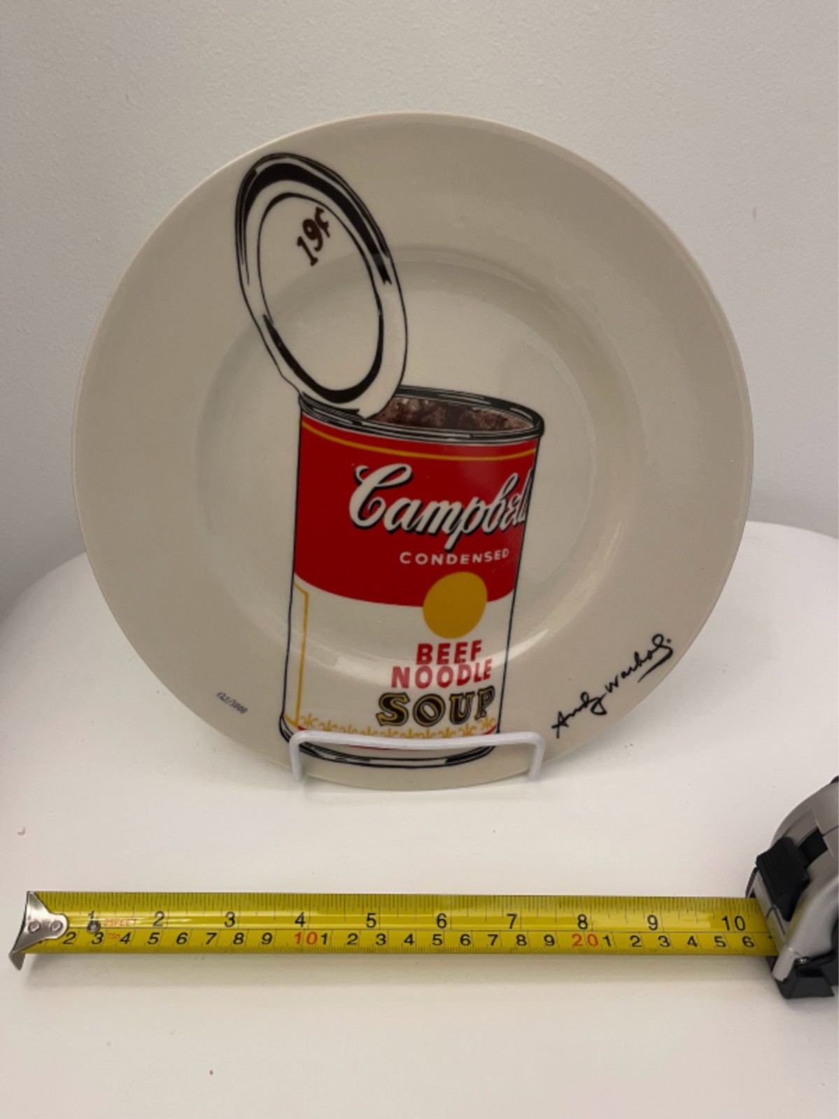 Andy warhol american modern campbells beef noodle soup pattern dinner plates