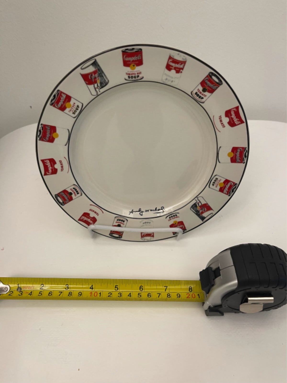 Andy warhol american modern white rim campbells soup can pattern salad plates