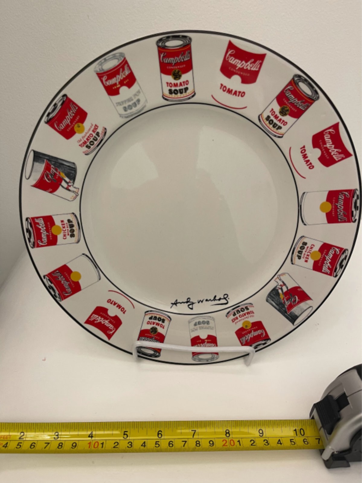 Andy warhol american modern white rim campbells soup can pattern dinner plates