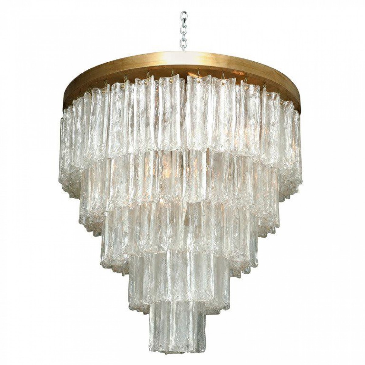 Fine venini handblown glass and brass chandelier