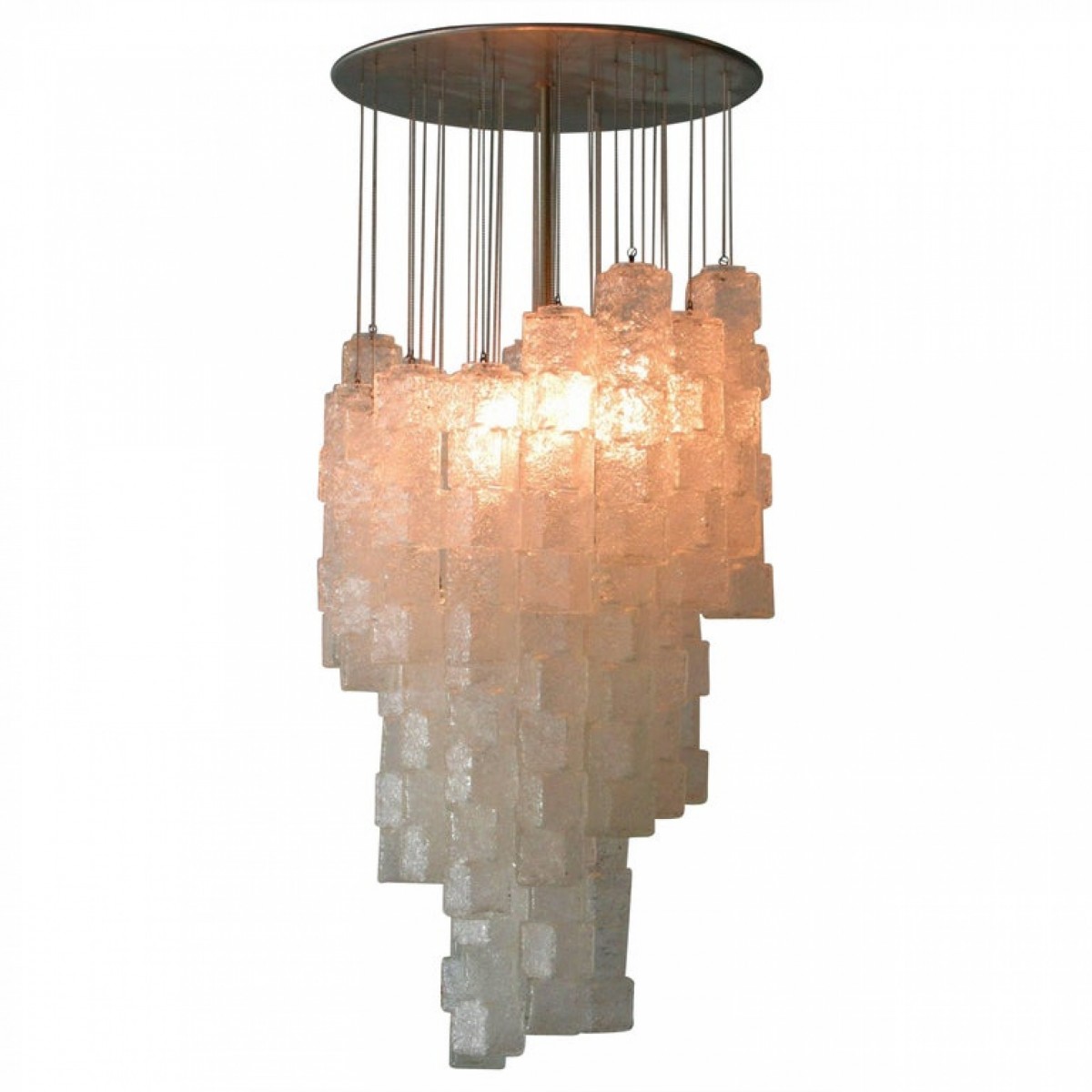 Italian modern hand blown glass ice cube chandelier mazzega