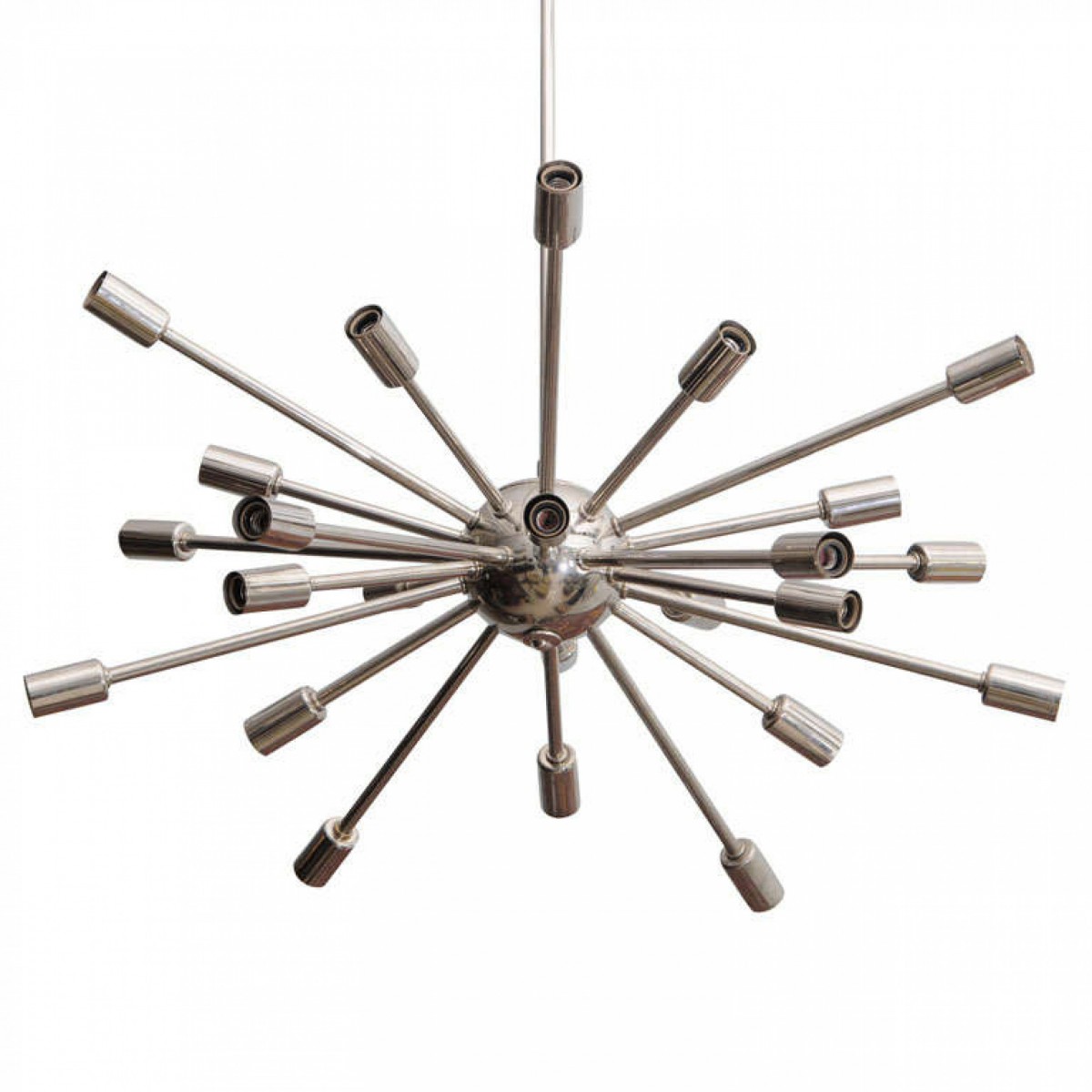 Pair of italian modern polished chrome sputnick chandeliers