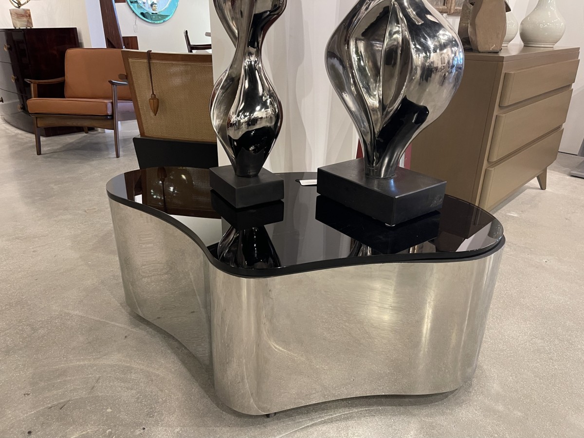 Important karl springer polished stainless freeform table 2