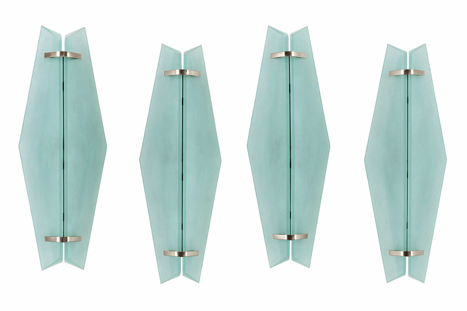 Set of four glass chrome fontana arte wall sconces max ingrand 1950s