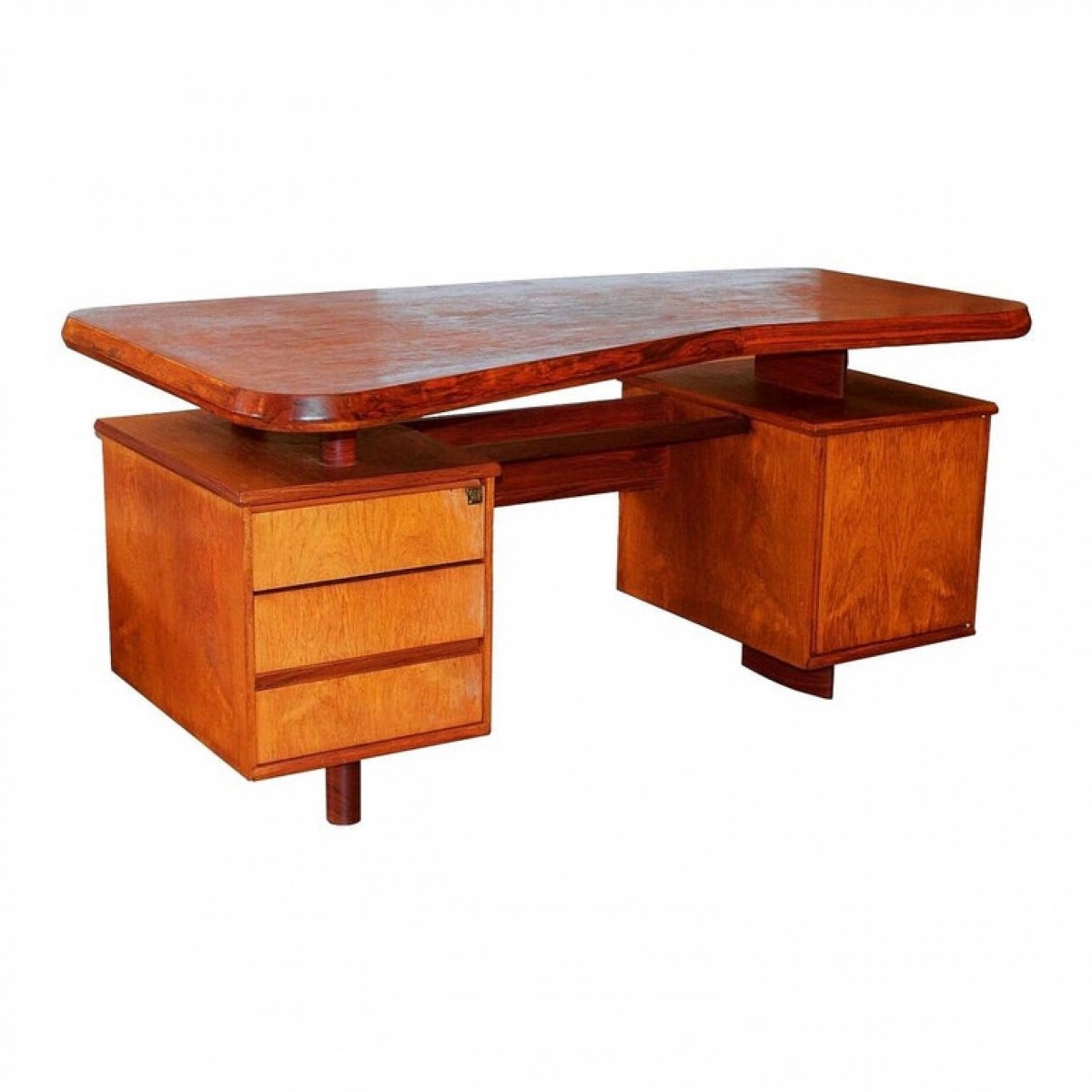 Unique french modern solid rosewood desk pierre chapo 1950s