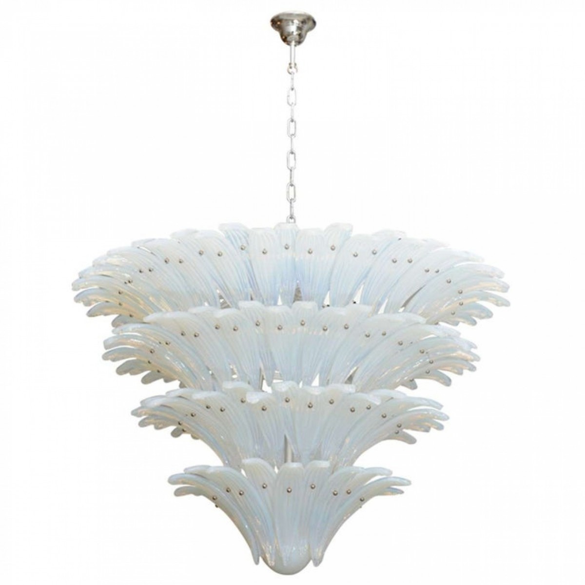 Italian mid century opalescent murano glass 4 tier chandelier
