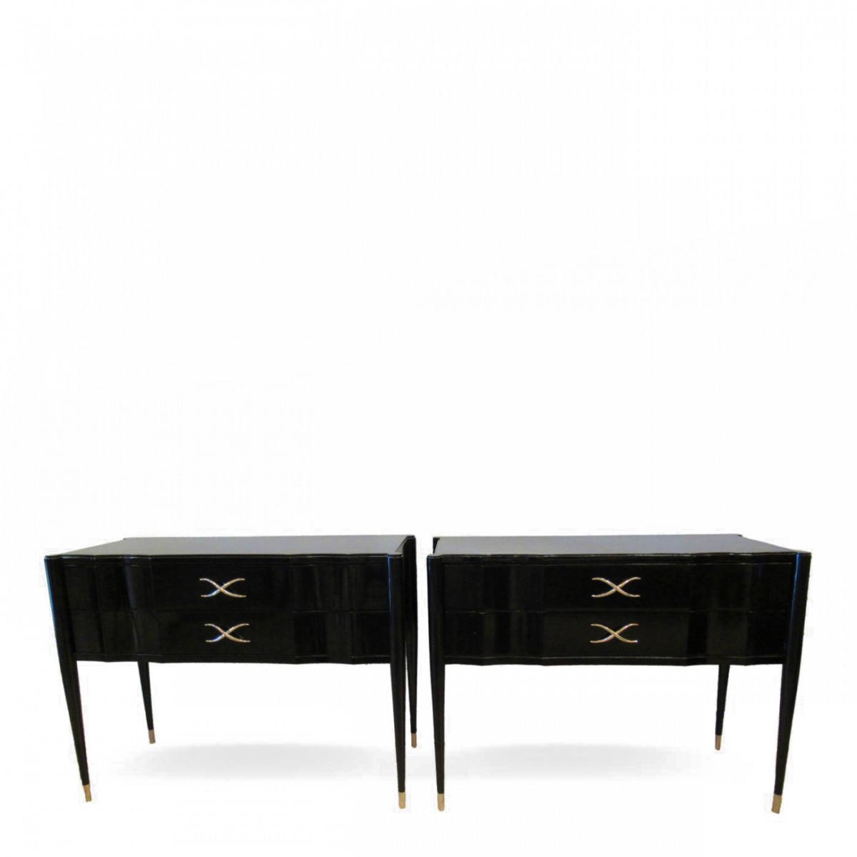 Pair of paul frankl ebonised two drawer commodesconsoles