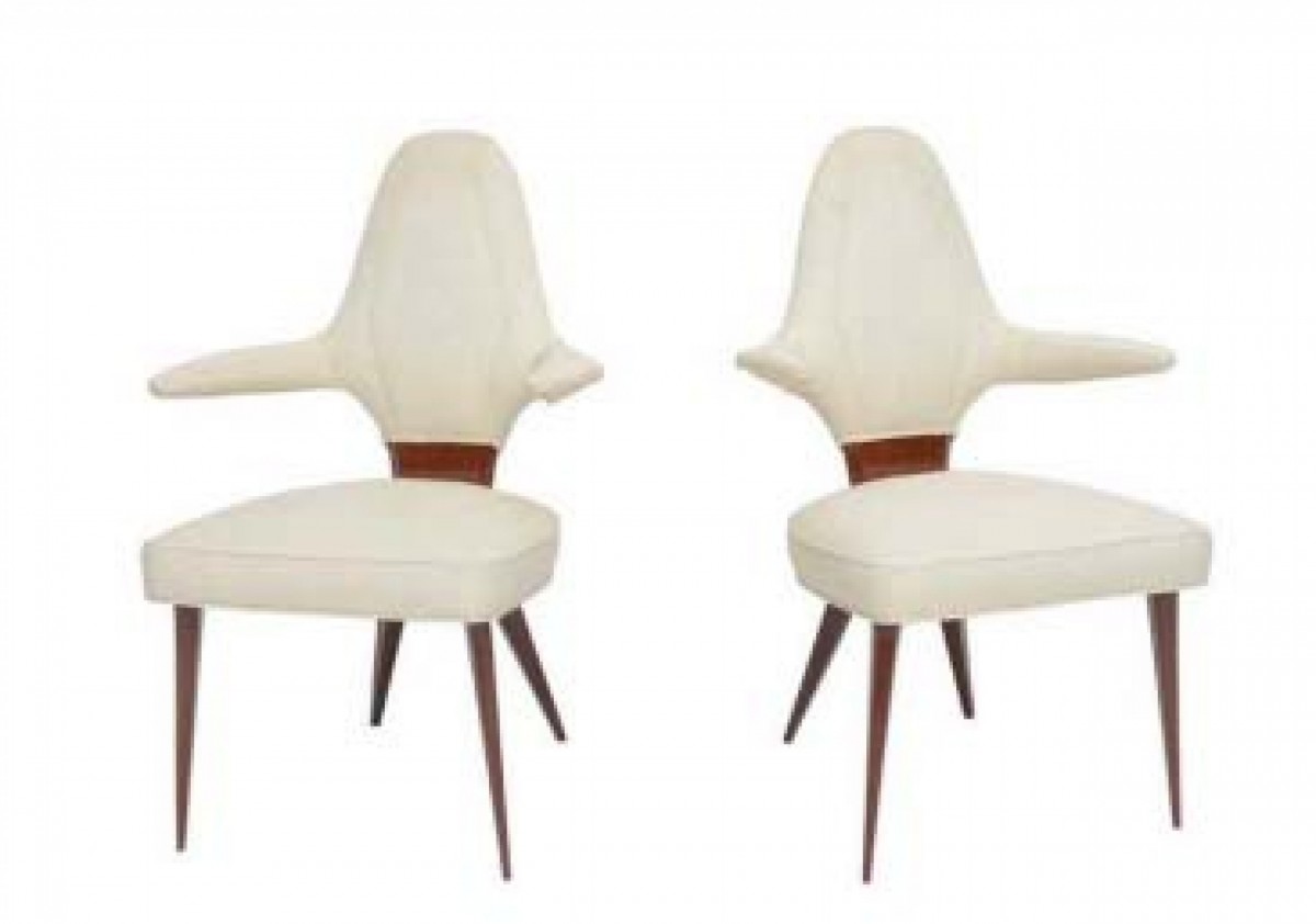 Pair italian modern mahogany armchairs silvio cavatorta