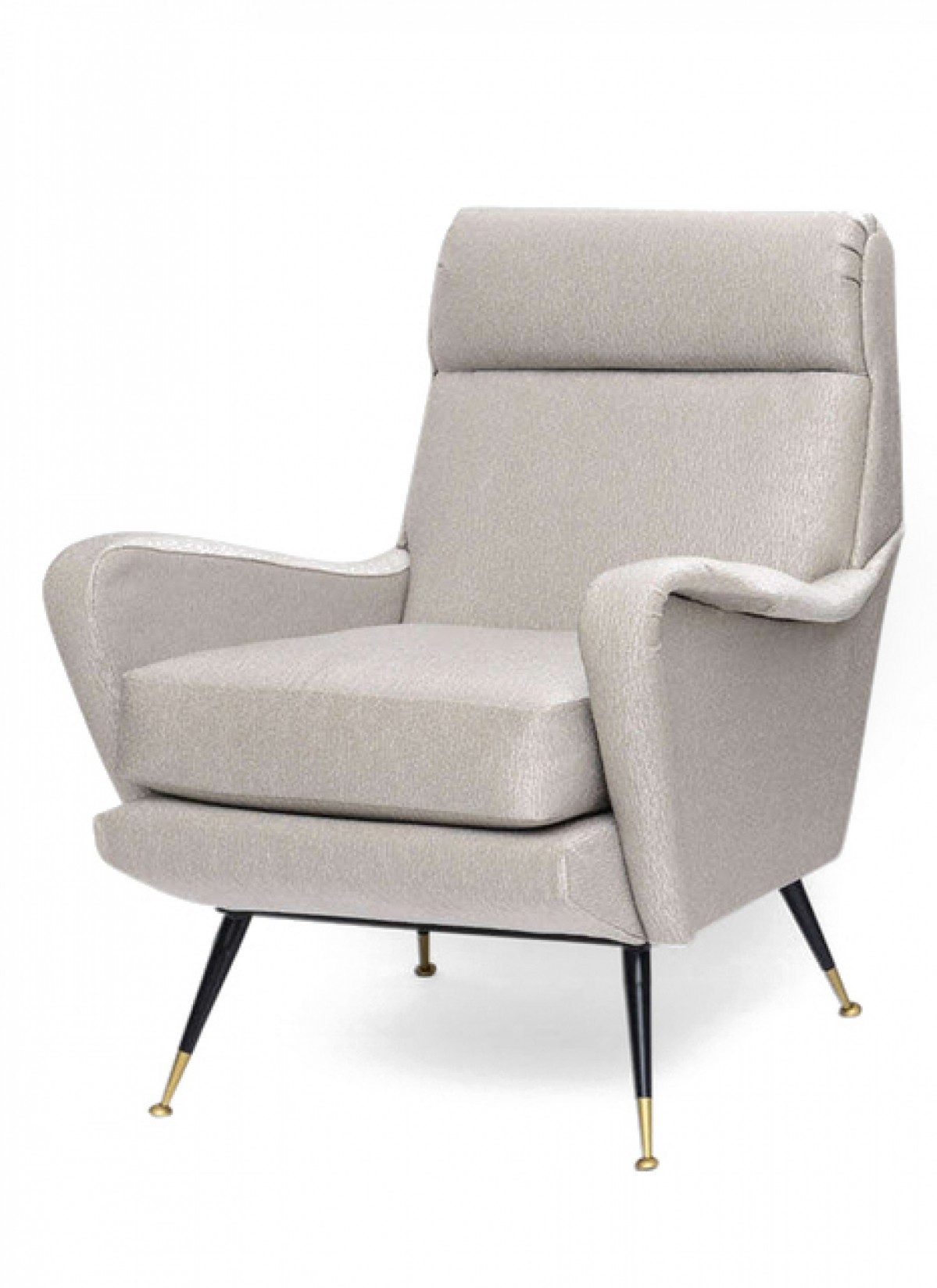 Italian brass enameled upholstered arm chair attributed to carlo de carli