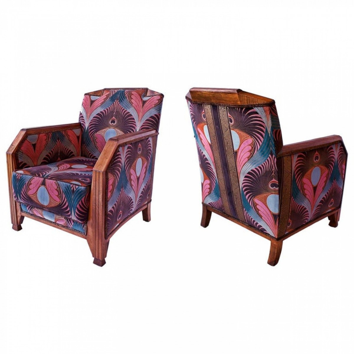 Pair of french late art deco mahogany bergeres club chairs maurice dufrene