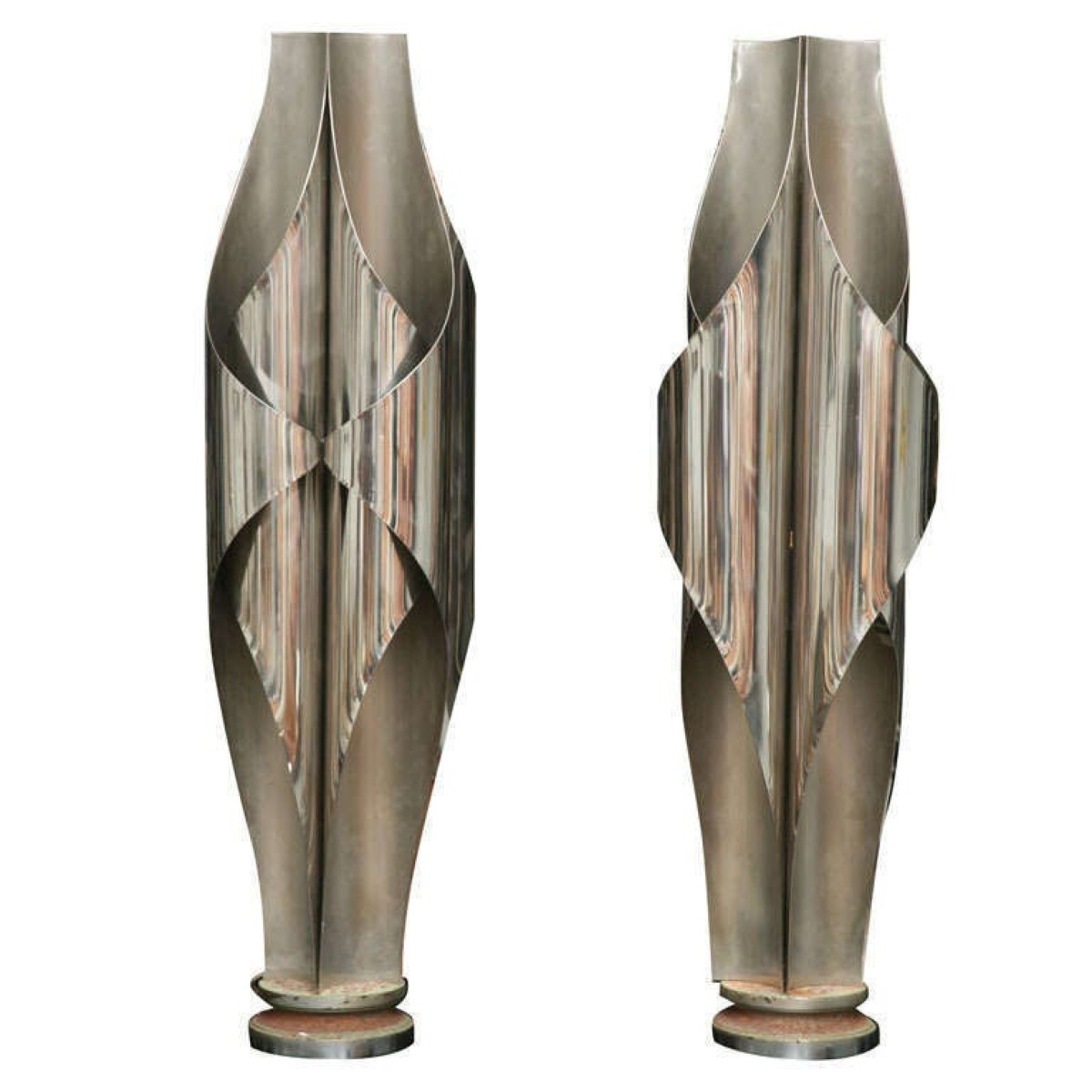 Stainless steel sculptural lamps by louis durot