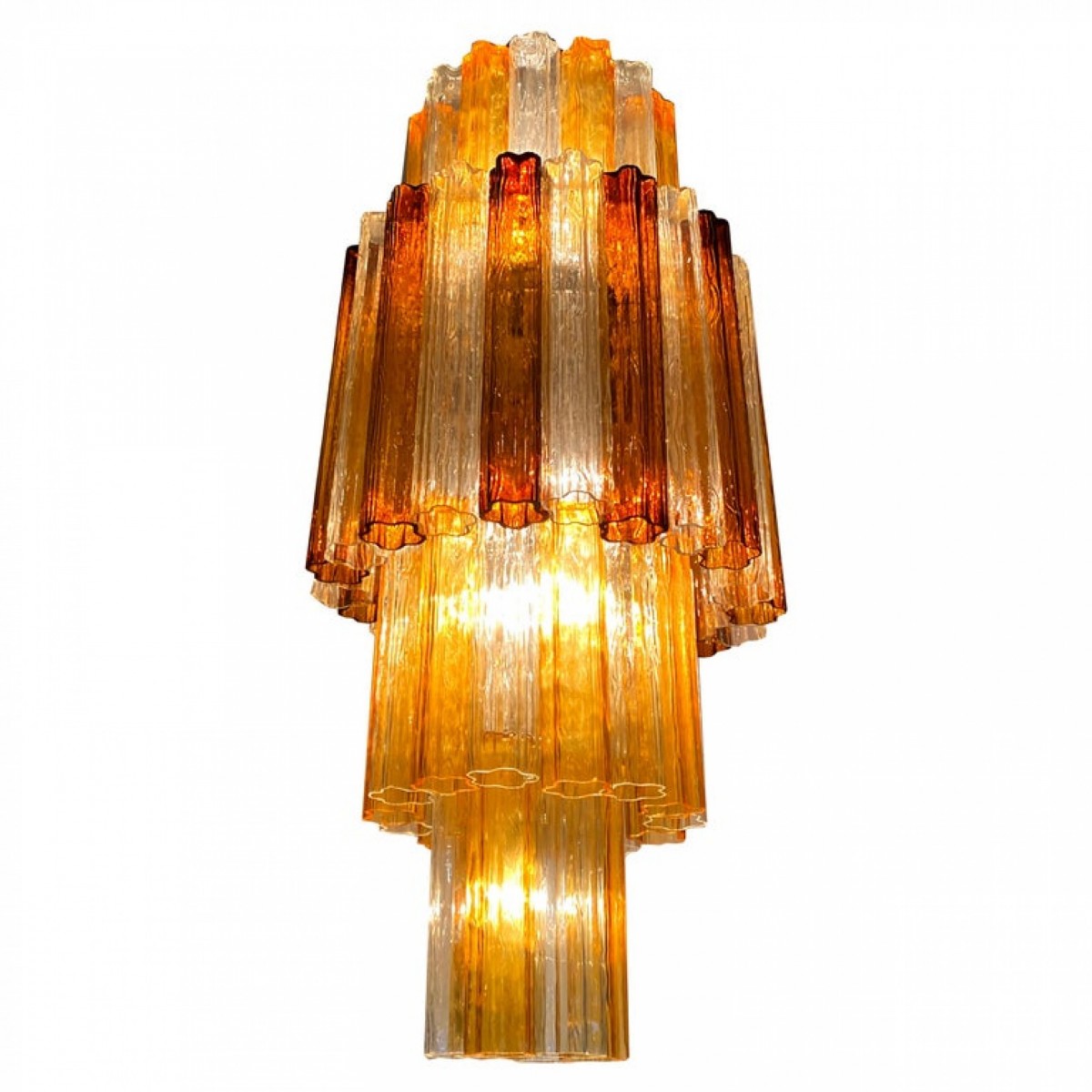Monumental tri color italian murano tronchi chandelier venini