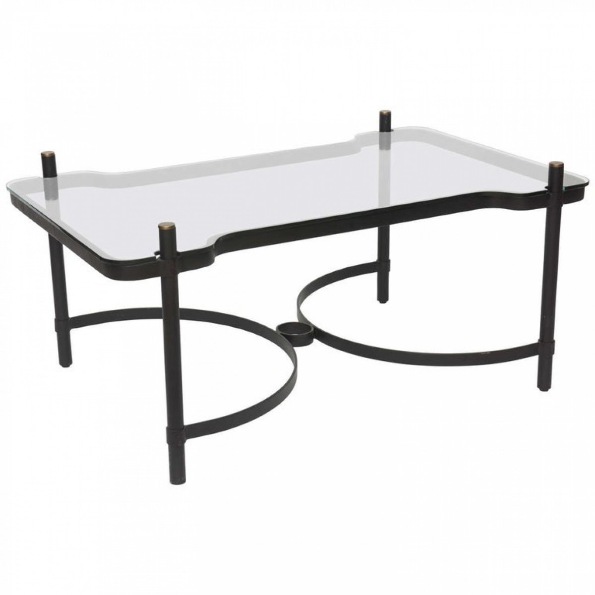 French modern iron brass and glass low table jacques adnet