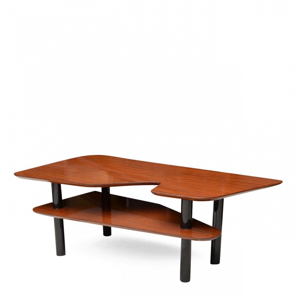 Italian modern mahogany and ebonized low table style of gio ponti