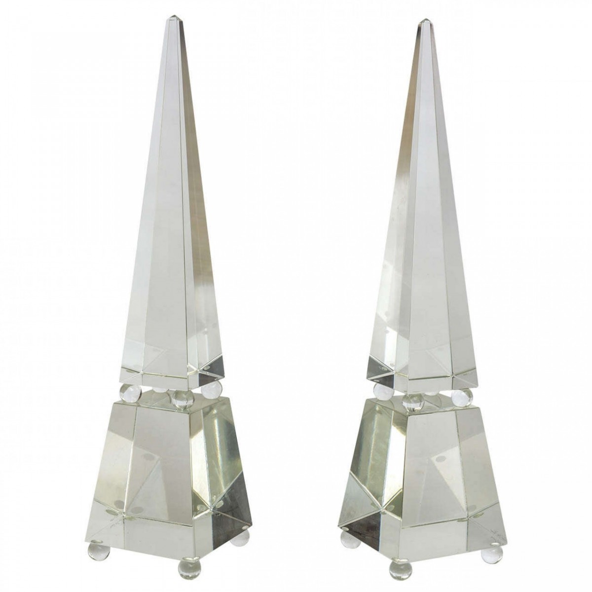 Fine pair of monumental murano glass obelisks by alberto dona