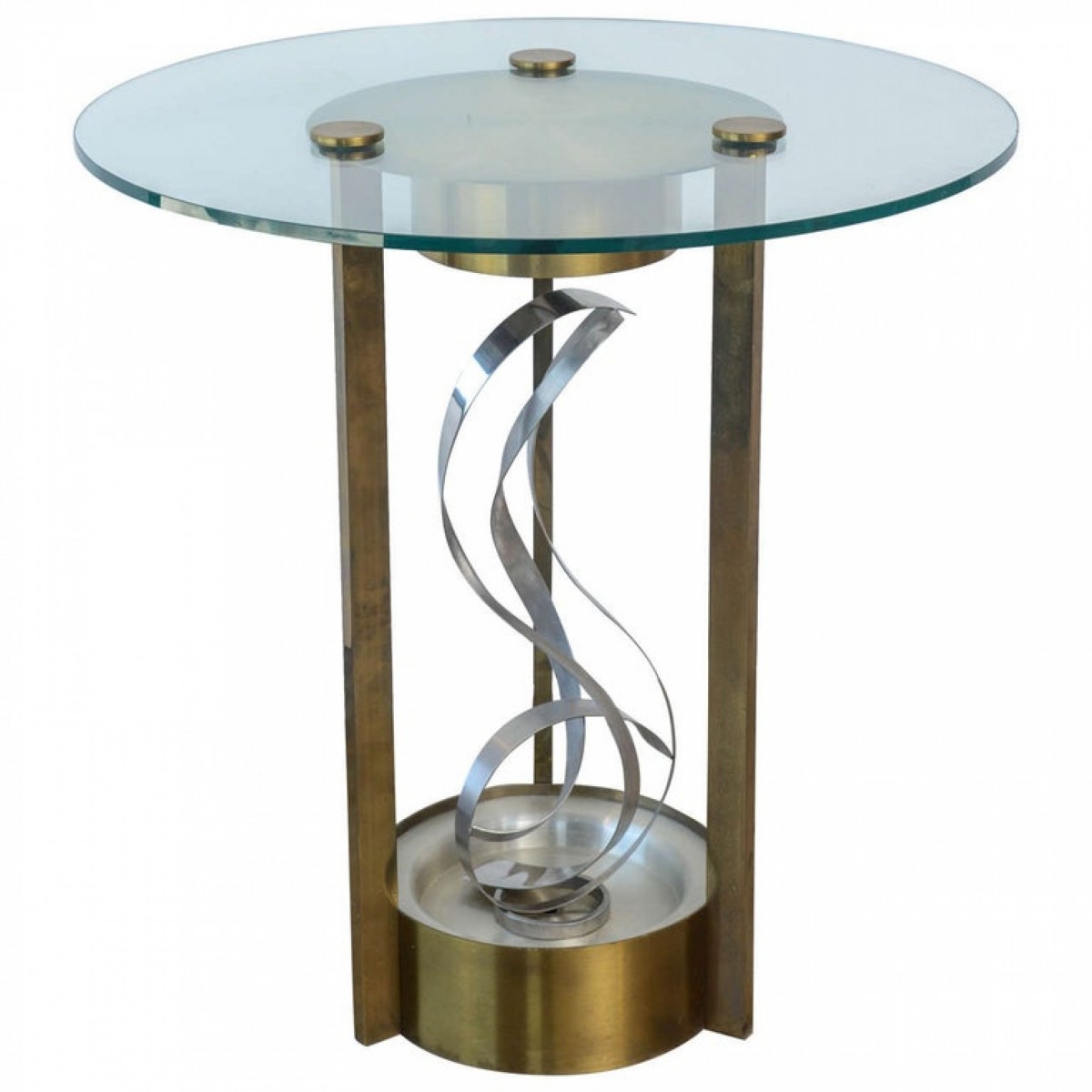 Italian modern chrome brass and glass side table fontana arte 1960s