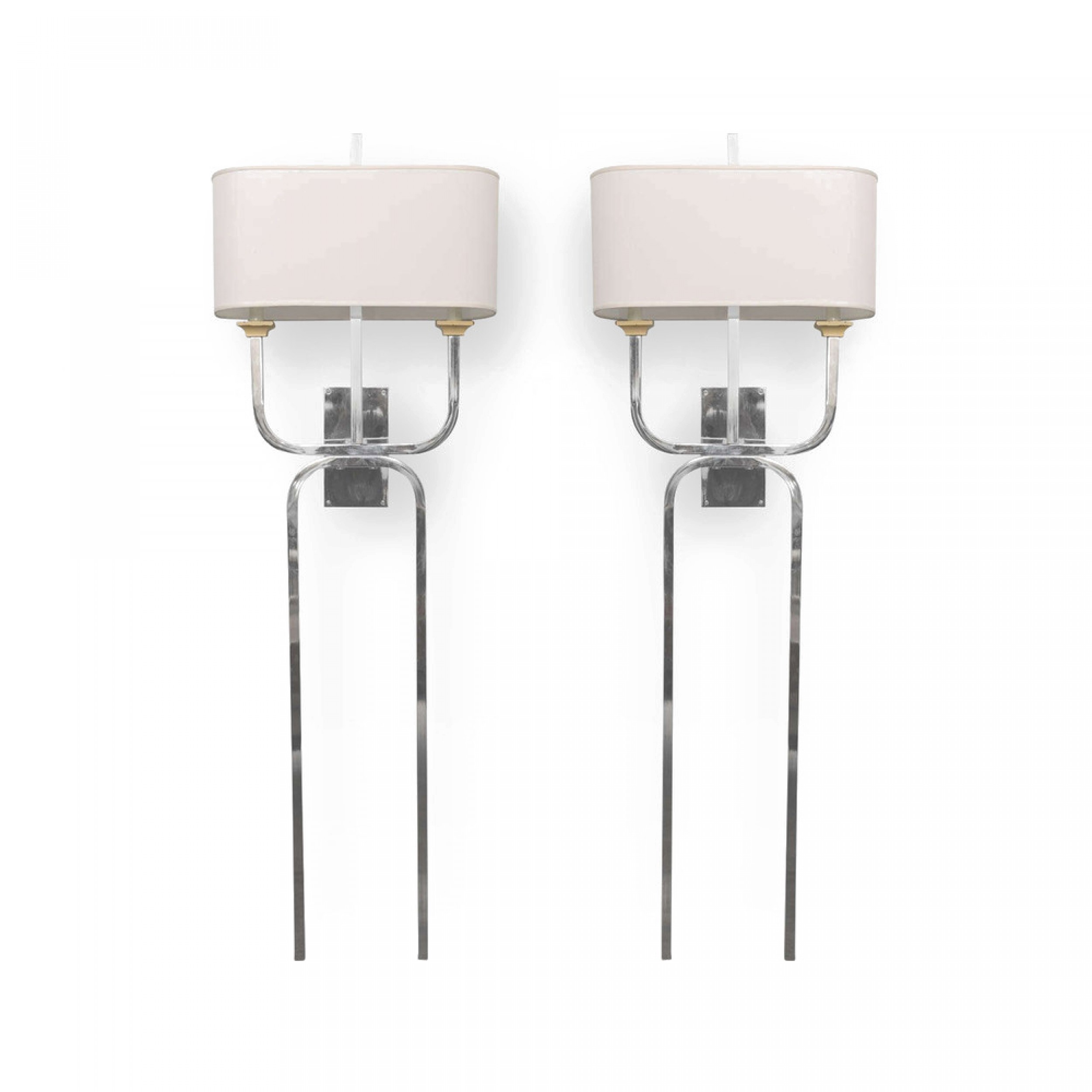 Pair of chrome wall lights sconces style of tommi parzinger