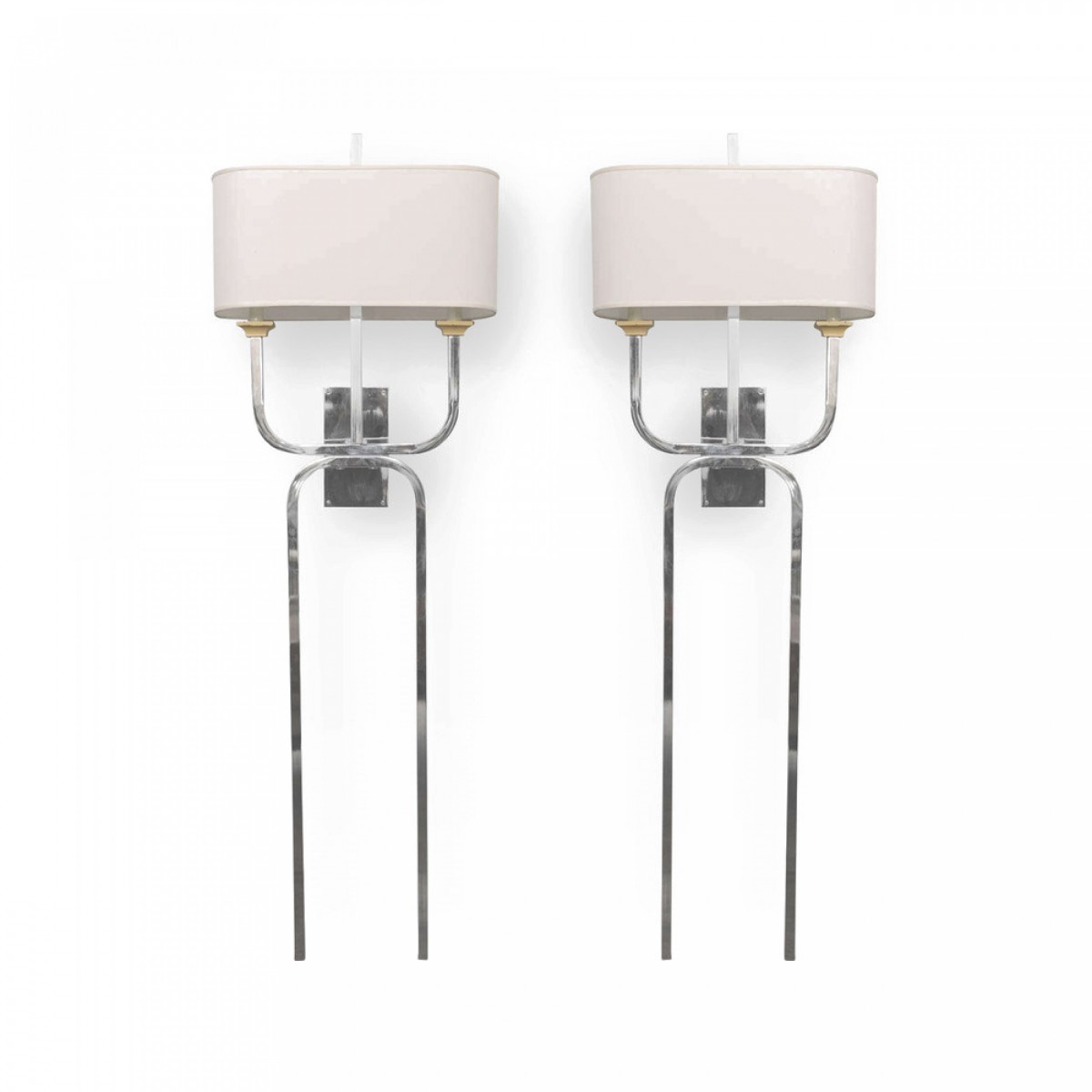 Pair of chrome wall lights sconces style of tommi parzinger