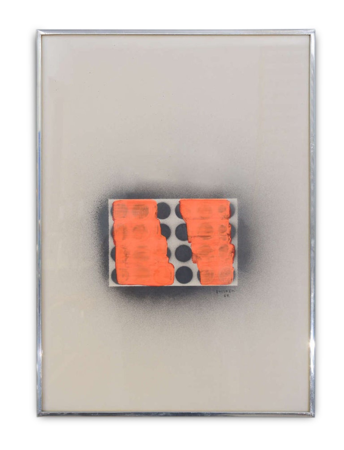 Domoto hisao japanese works on paper of two orange rectangles overlapping circles