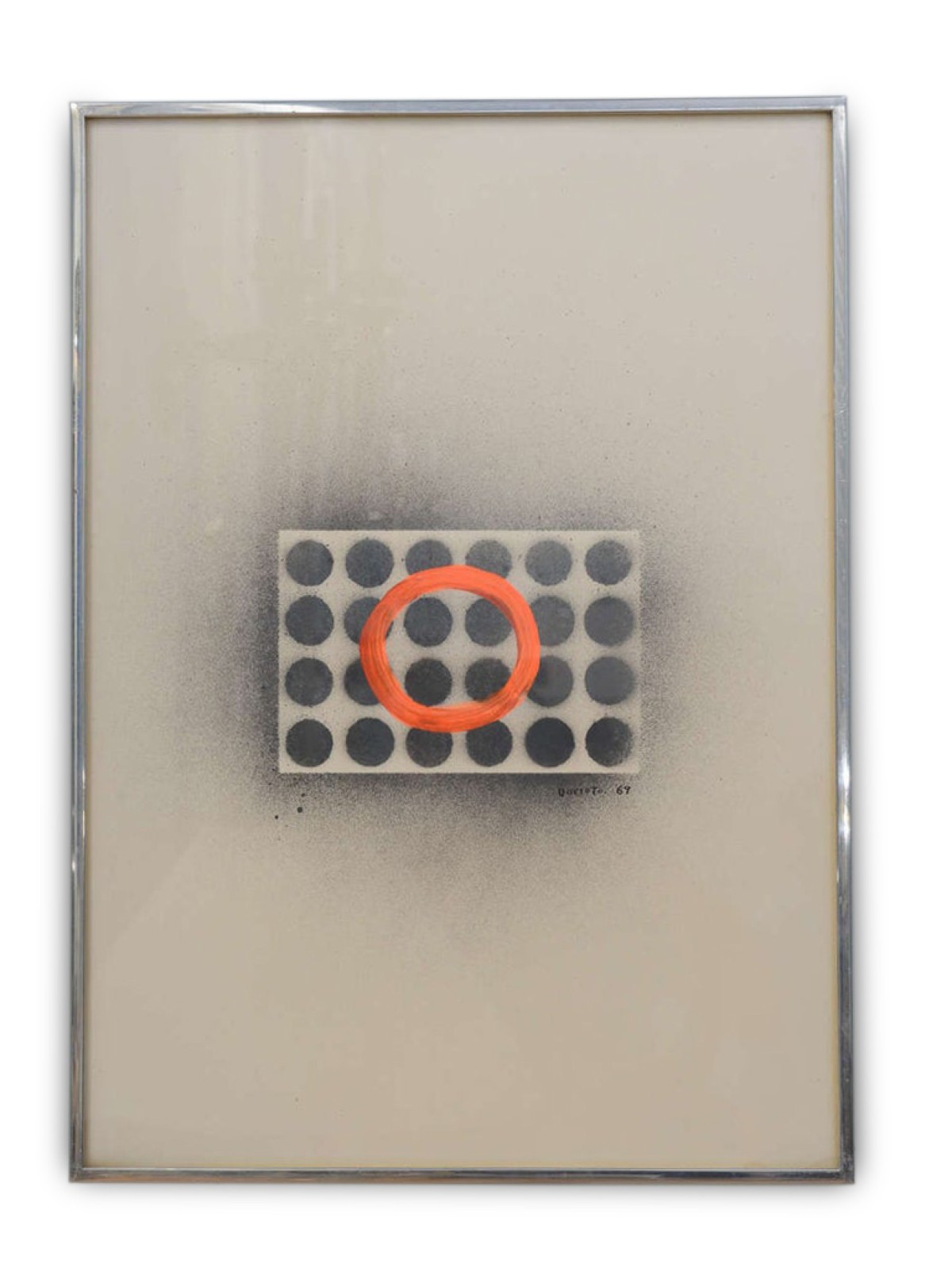 Domoto hisao japanese works on paper of an orange ring through circles