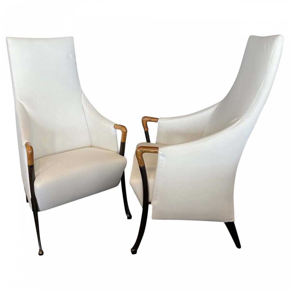 Pair of italian modern walnut ebonized club chairs umberto asnago for giorgetti