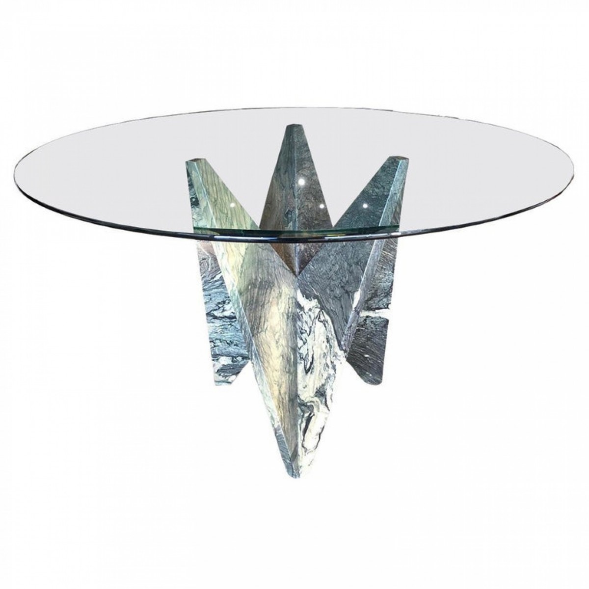 A fine faceted serpentine marble table