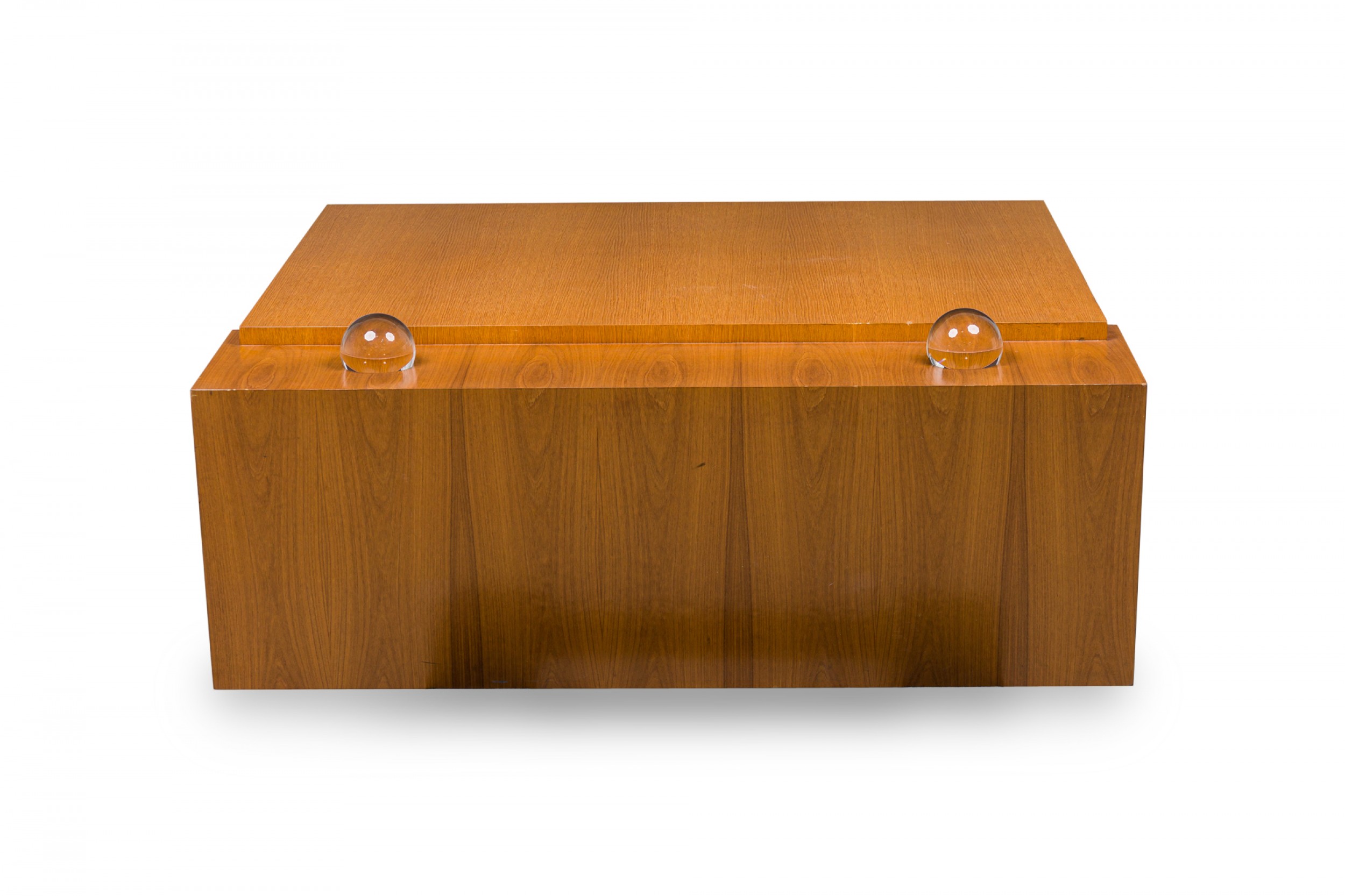 Contemporary american walnut mahogany coffee table with orbs antonio