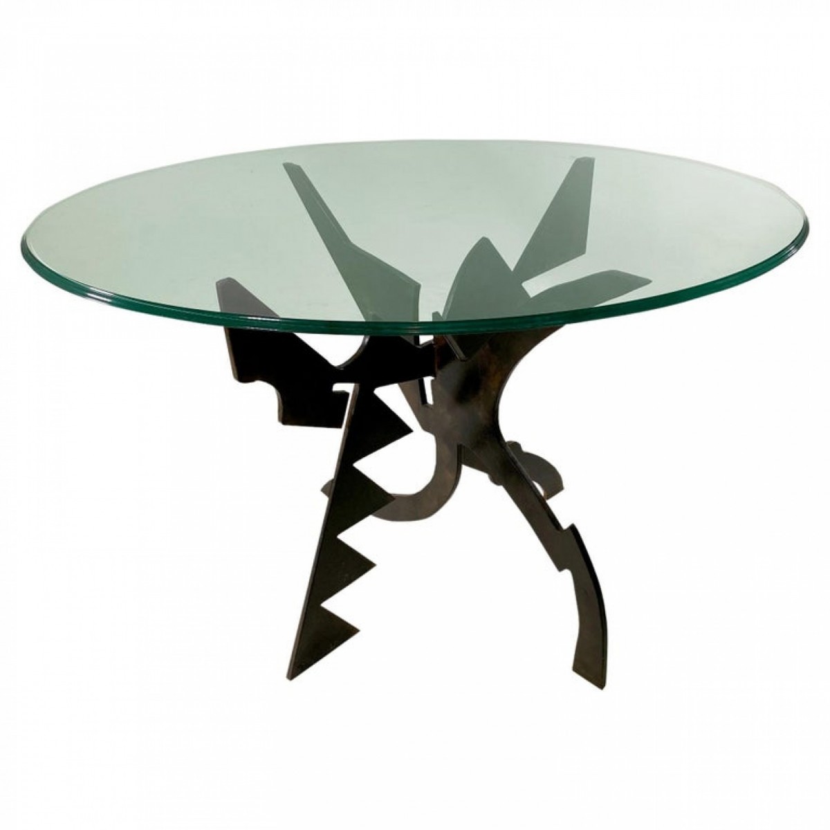 Italian modern patinated bronze and glass cafe table pucci de rossi