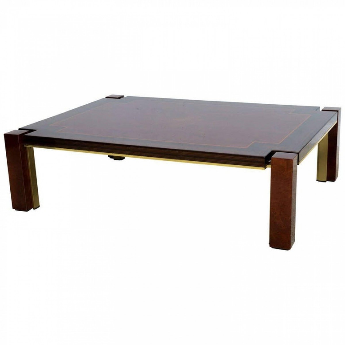 Italian modern ebony de macassar walnut mahogany and brass low table