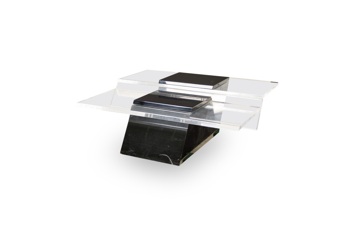 Italian modern lucite and lacquer coffee table saporiti