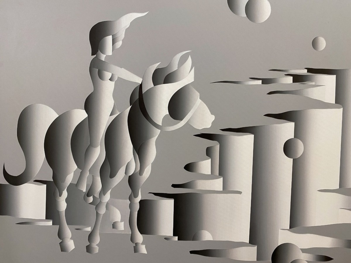 Mario grimaldi american contemporary surrealist abstract large oil on canvas painting untitled 1