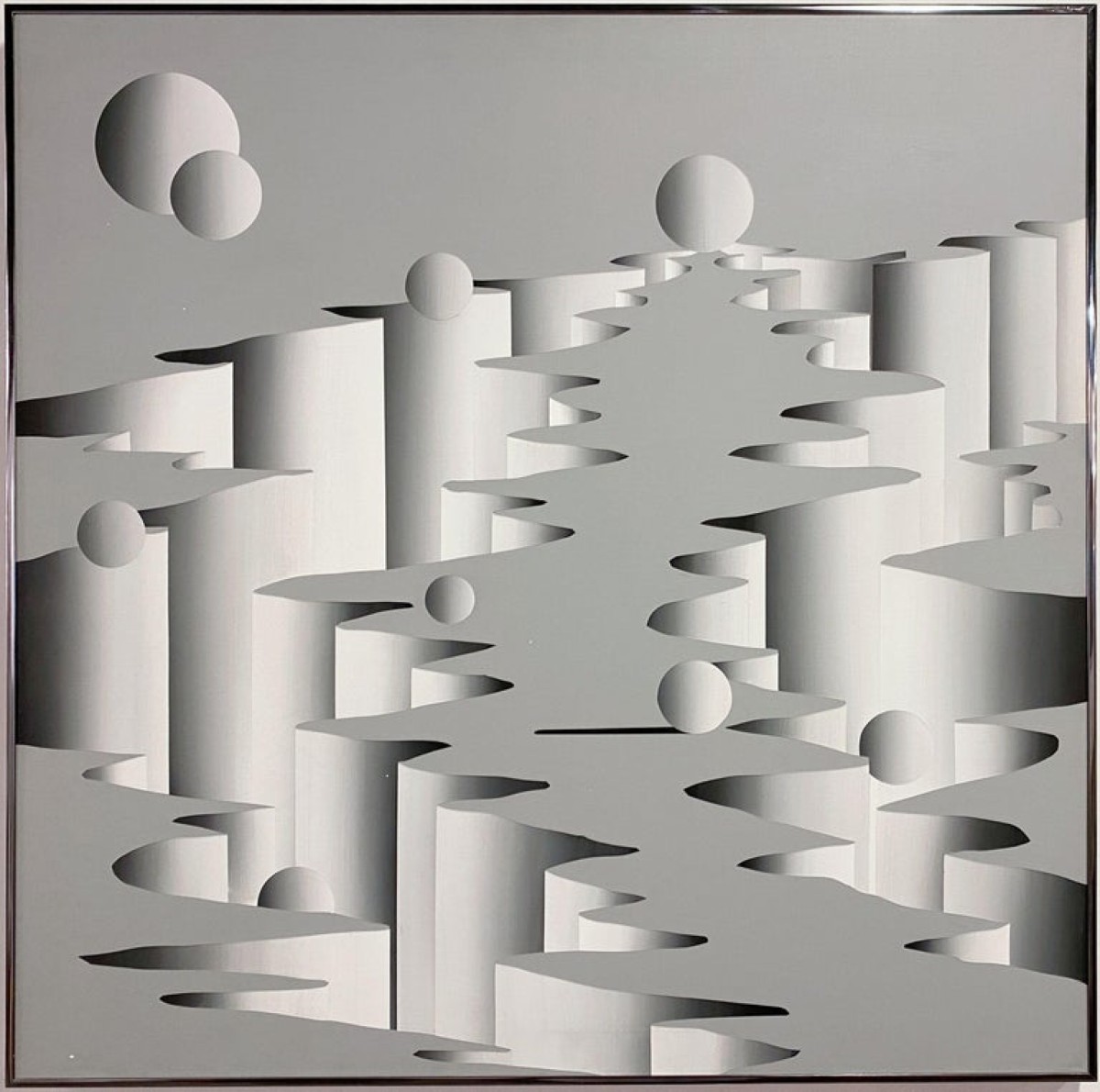 Mario grimaldi american contemporary surrealist abstract large oil on canvas painting untitled 2 