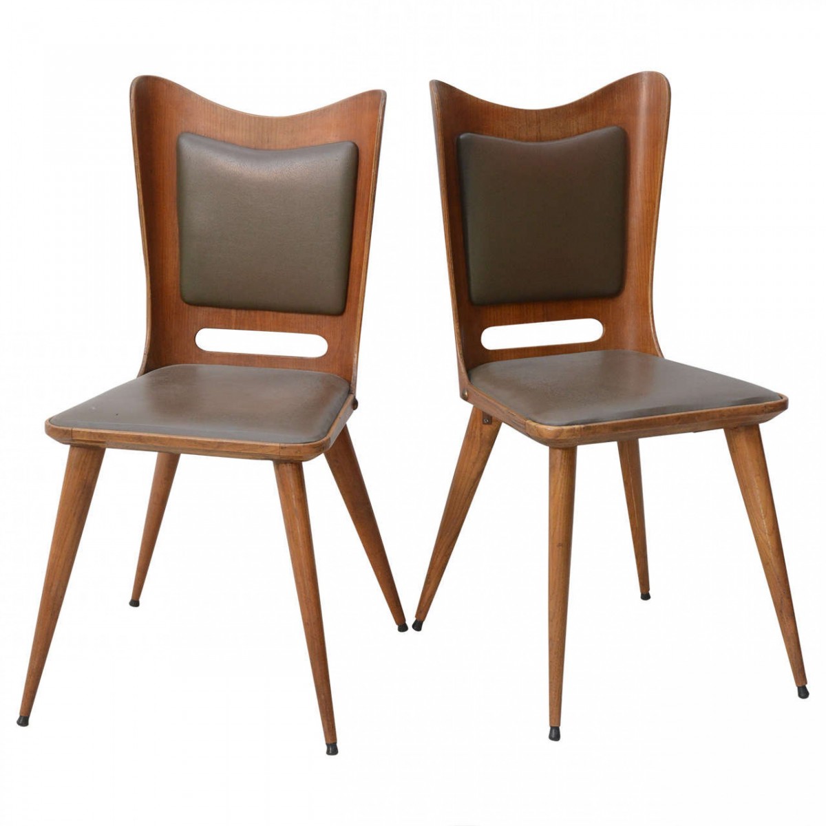 Pair of italian modern walnut side chairs guglielmo ulrich
