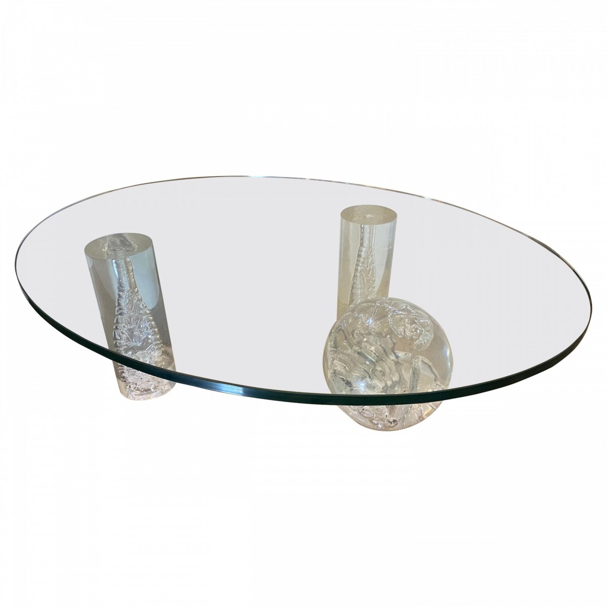 American modern lucite and glass coffee table charles hollis jones