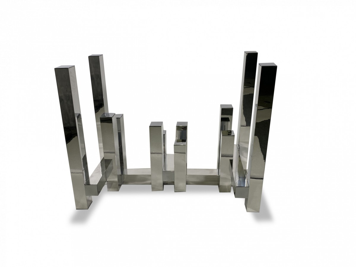 American modern chrome dining table console table base paul mayen for habitat