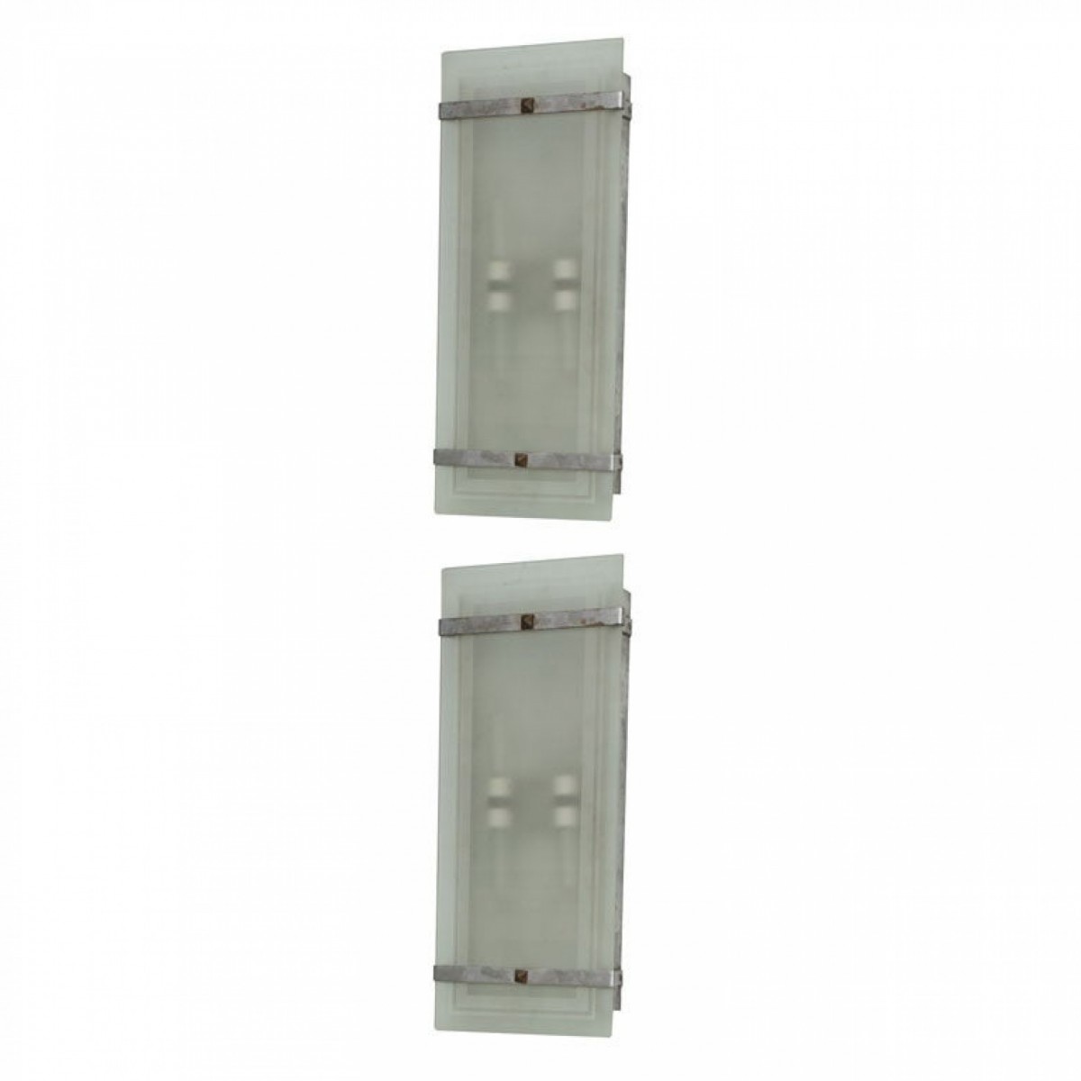 Pair of late art deco glass and nickel wall lights france