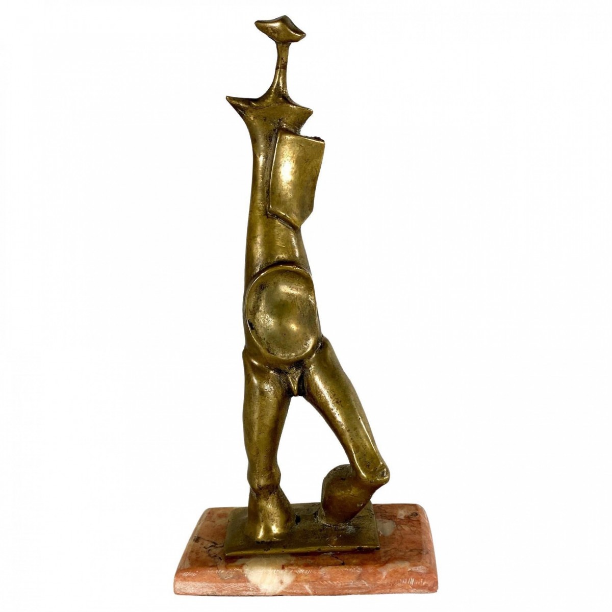 Italian modern bronze abstract sculpture on marble base 1950s