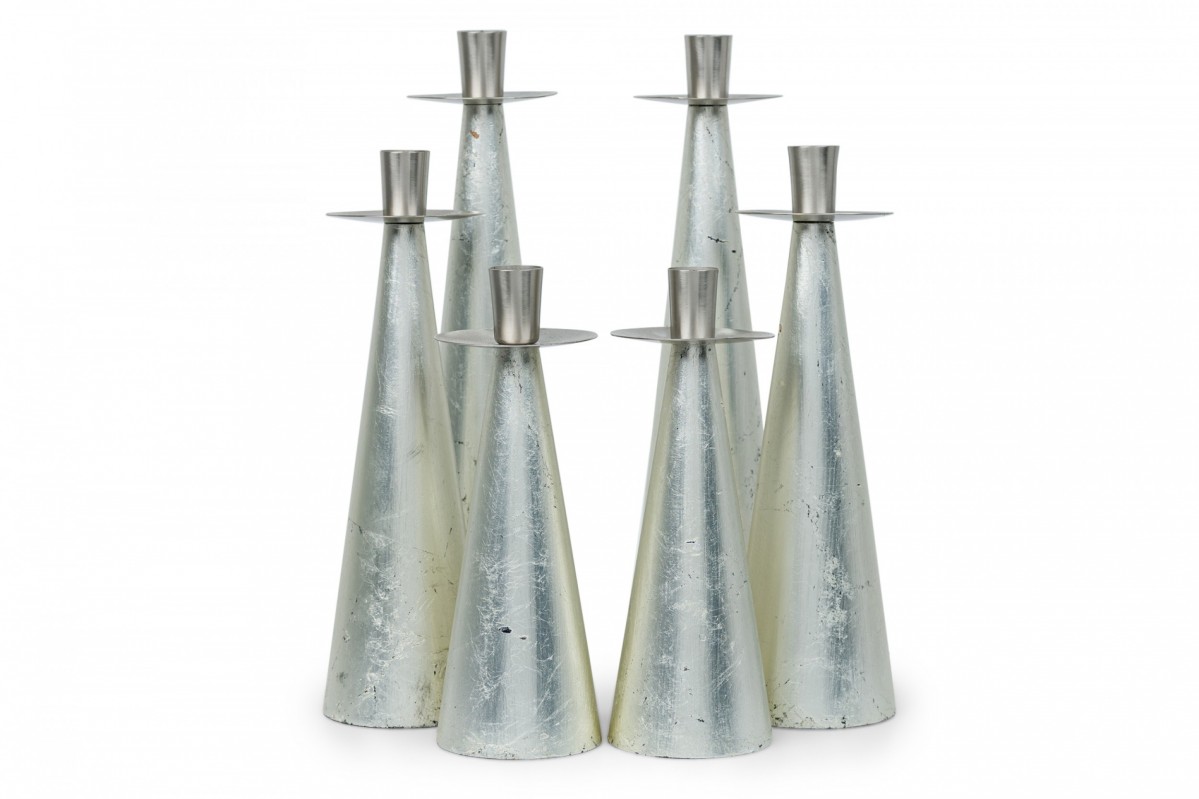 Set of 6 wilsons carmel mid century american silver leaf wilsons carmel andlesticks